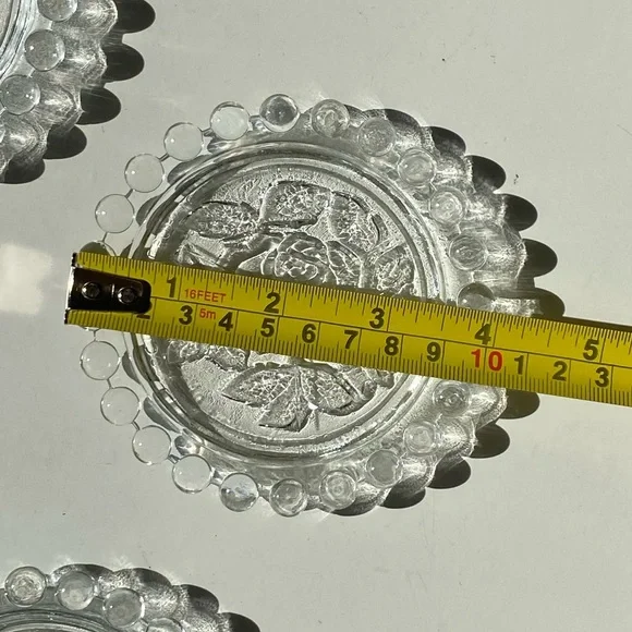 Set of 5 Hobnail Rose Vintage Clear Glass Coasters - German Democratic Republic